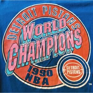 Vintage 1990 NBA Detroit Pistons World Champions T-Shirt Size Large